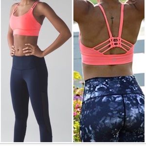 Neon coral lululemon sports bra